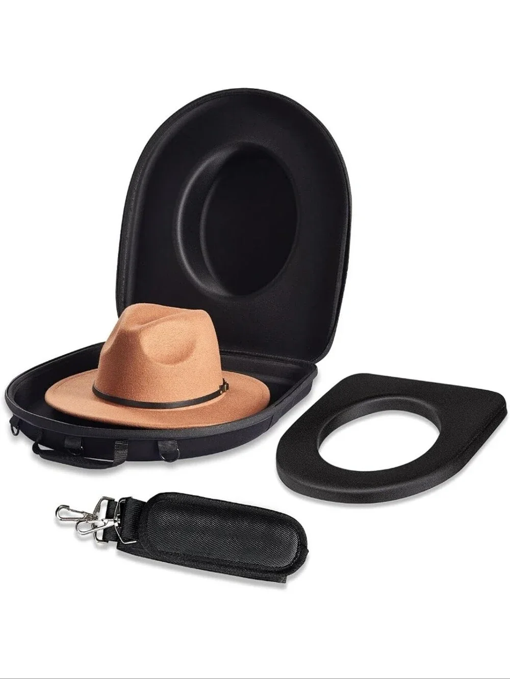 🆕️Cowboy Hat Case Crushproof Hard Hat Box Travel Organizer Strap Western Fedora